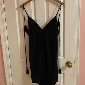 Casual black dress tie back